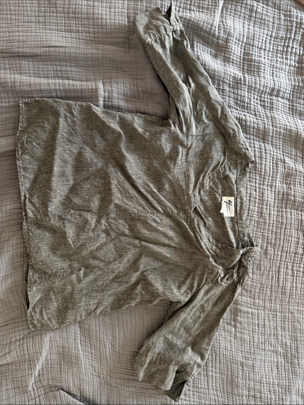 grey/taupe 100% linen v neck top